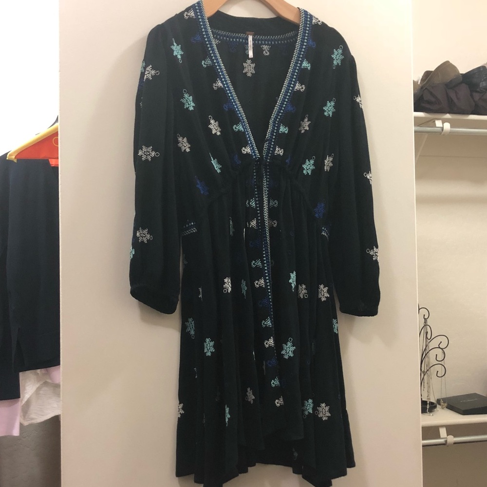 Free People blue patterned dress size S